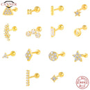 CANNER 1 Pair Real 925 Sterling Silver Stud Earrings for Women Piercing Cartilage Earring Minimalist Small Cute Earings Jewelry