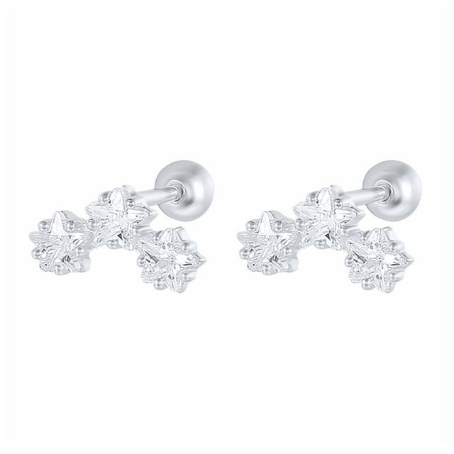 CANNER 1 Pair Real 925 Sterling Silver Stud Earrings for Women Piercing Cartilage Earring Minimalist Small Cute Earings Jewelry