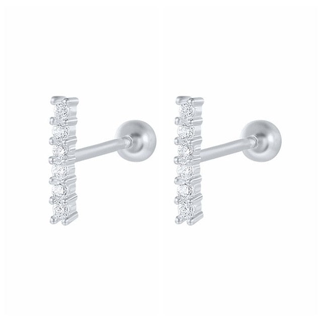 CANNER 1 Pair Real 925 Sterling Silver Stud Earrings for Women Piercing Cartilage Earring Minimalist Small Cute Earings Jewelry