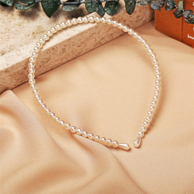 New Women Elegant Full Pearls Simple Hairbands Sweet Headband Hair Hoops Holder Ornament Head Band Lady Fashion Hair Accessories