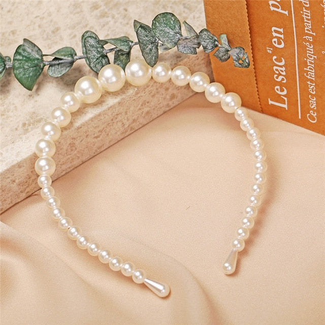 New Women Elegant Full Pearls Simple Hairbands Sweet Headband Hair Hoops Holder Ornament Head Band Lady Fashion Hair Accessories
