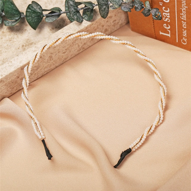 New Women Elegant Full Pearls Simple Hairbands Sweet Headband Hair Hoops Holder Ornament Head Band Lady Fashion Hair Accessories