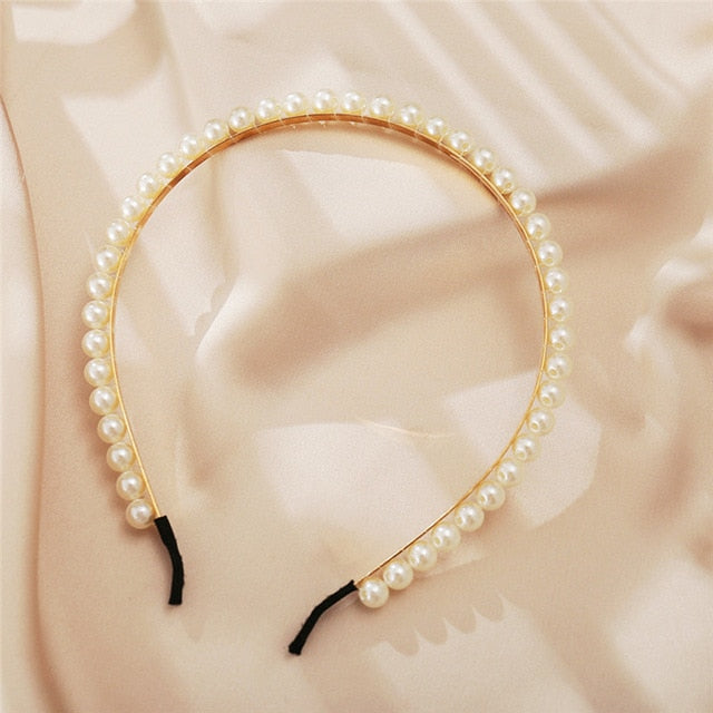 New Women Elegant Full Pearls Simple Hairbands Sweet Headband Hair Hoops Holder Ornament Head Band Lady Fashion Hair Accessories