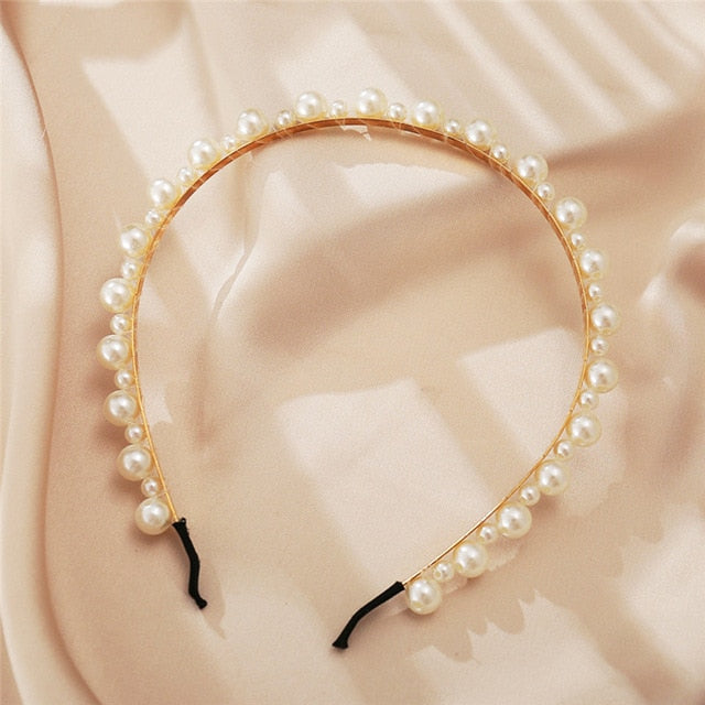 New Women Elegant Full Pearls Simple Hairbands Sweet Headband Hair Hoops Holder Ornament Head Band Lady Fashion Hair Accessories