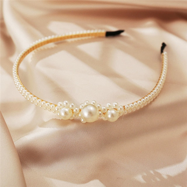 New Women Elegant Full Pearls Simple Hairbands Sweet Headband Hair Hoops Holder Ornament Head Band Lady Fashion Hair Accessories