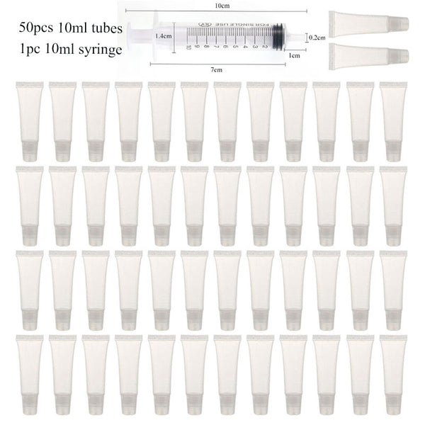 Empty Lip Gloss Tubes with Syringe Clear Soft Lip Gloss Container Refillable Lipgloss Tubes for DIY Cosmetic Makeup