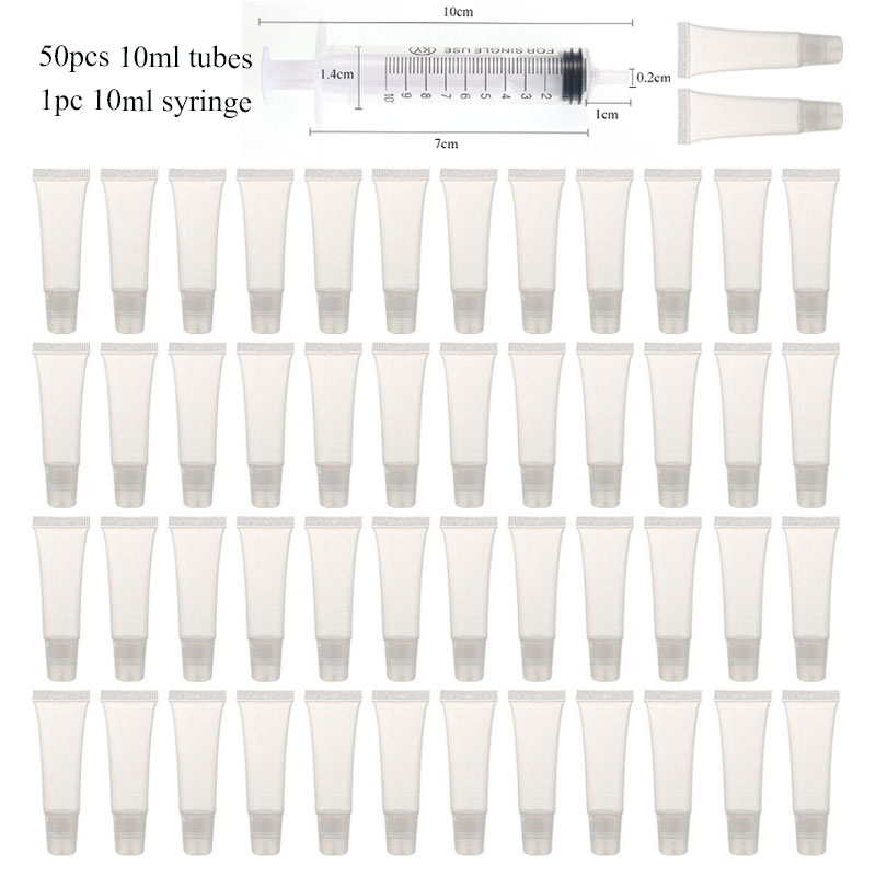 Empty Lip Gloss Tubes with Syringe Clear Soft Lip Gloss Container Refillable Lipgloss Tubes for DIY Cosmetic Makeup