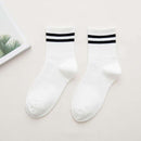 Funny Cute Japanese High School Girls Cotton Loose Striped Crew Socks Colorful Women Sox Harajuku Designer Retro Yellow White