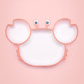 Bopoobo Baby Dishes Silicone Suction Plate Cute Crab Children Feeding Plate Non-Slip Baby Food Feeding Bowl For Children
