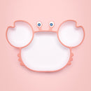 Bopoobo Baby Dishes Silicone Suction Plate Cute Crab Children Feeding Plate Non-Slip Baby Food Feeding Bowl For Children