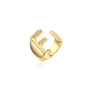 Hollow A-Z Letter Gold Color Metal Adjustable Opening Ring Initials Name Alphabet Female Party Chunky Wide Trendy Jewelry