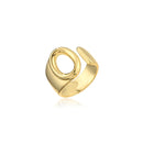 Hollow A-Z Letter Gold Color Metal Adjustable Opening Ring Initials Name Alphabet Female Party Chunky Wide Trendy Jewelry
