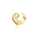 Hollow A-Z Letter Gold Color Metal Adjustable Opening Ring Initials Name Alphabet Female Party Chunky Wide Trendy Jewelry