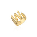 Hollow A-Z Letter Gold Color Metal Adjustable Opening Ring Initials Name Alphabet Female Party Chunky Wide Trendy Jewelry