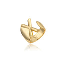 Hollow A-Z Letter Gold Color Metal Adjustable Opening Ring Initials Name Alphabet Female Party Chunky Wide Trendy Jewelry
