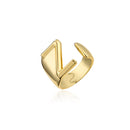 Hollow A-Z Letter Gold Color Metal Adjustable Opening Ring Initials Name Alphabet Female Party Chunky Wide Trendy Jewelry