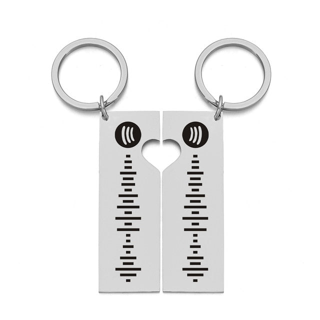 Personalized Music Spotify Scan Code Keychain For Women Men Stainless Steel Keyring Custom Laser Engrave Spotify Code Jewelry