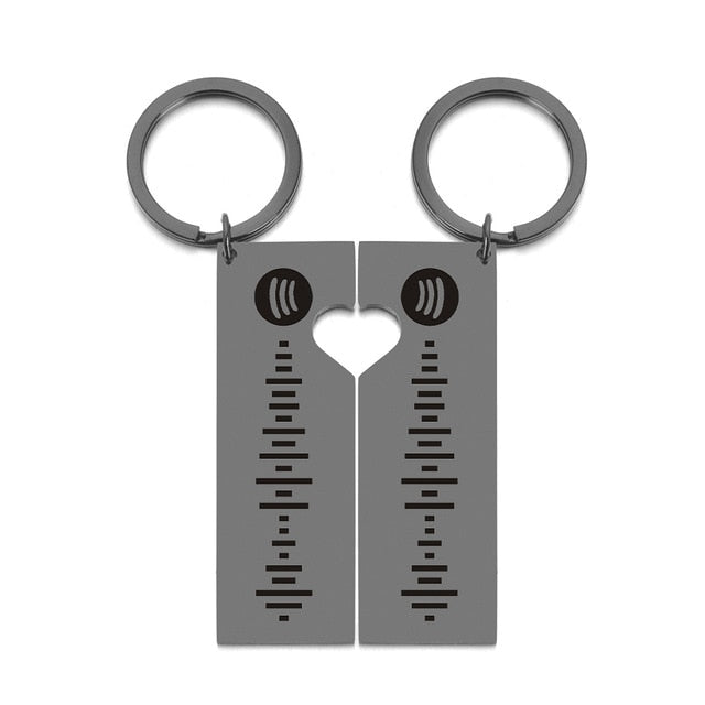 Personalized Music Spotify Scan Code Keychain For Women Men Stainless Steel Keyring Custom Laser Engrave Spotify Code Jewelry