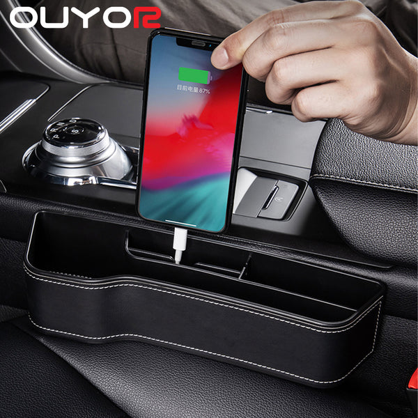 Car Seat Gap Organizer PU Leather Car Storage Organizer Universal High Capacity Non-Slip Car Front Seat Crevice Storage Box
