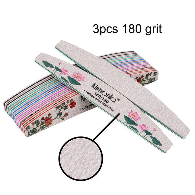 3/5/10pcs lot New Nail File Flower Printed Nail buffer Colorful Lime a ongle 80/100/150/180/240 Professional Manicure Tools
