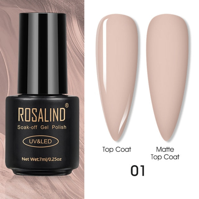 ROSALIND Varnishes Hybrid UV Gel Polish Needed Matte Top Coat All For Nail Art Design Manicure Need UV LED Lamp Semi Permanent