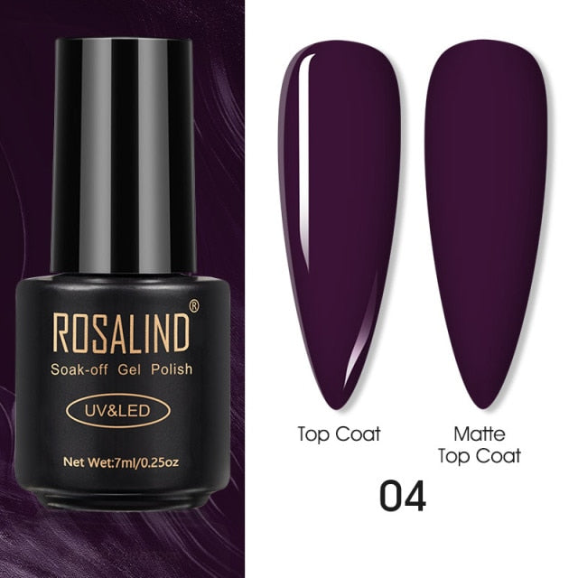 ROSALIND Varnishes Hybrid UV Gel Polish Needed Matte Top Coat All For Nail Art Design Manicure Need UV LED Lamp Semi Permanent