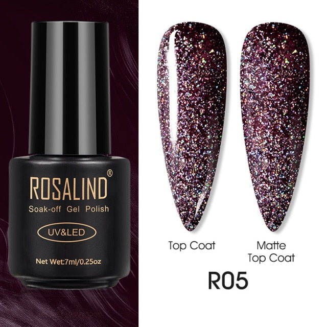 ROSALIND Varnishes Hybrid UV Gel Polish Needed Matte Top Coat All For Nail Art Design Manicure Need UV LED Lamp Semi Permanent