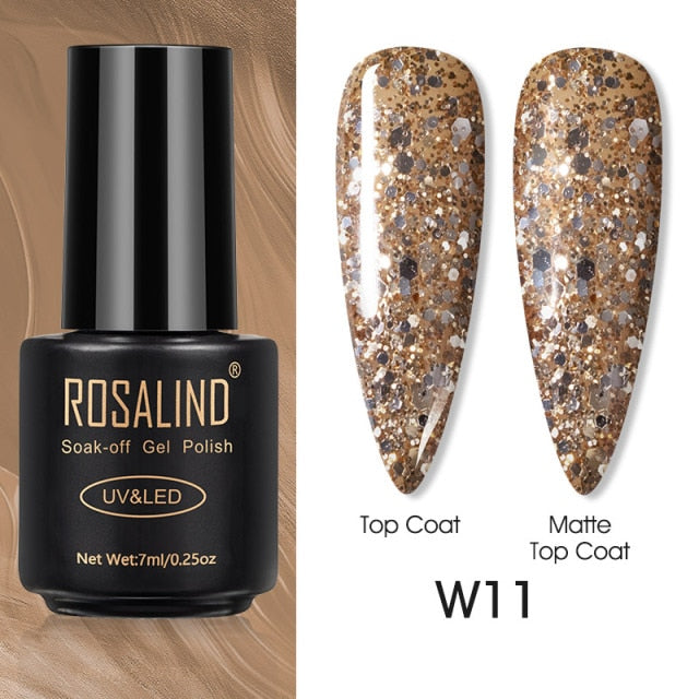 ROSALIND Varnishes Hybrid UV Gel Polish Needed Matte Top Coat All For Nail Art Design Manicure Need UV LED Lamp Semi Permanent