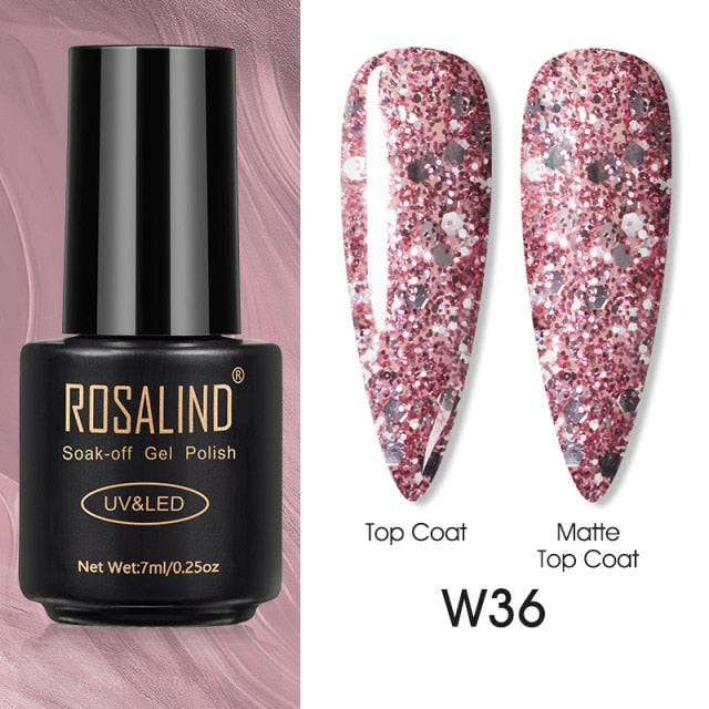 ROSALIND Varnishes Hybrid UV Gel Polish Needed Matte Top Coat All For Nail Art Design Manicure Need UV LED Lamp Semi Permanent