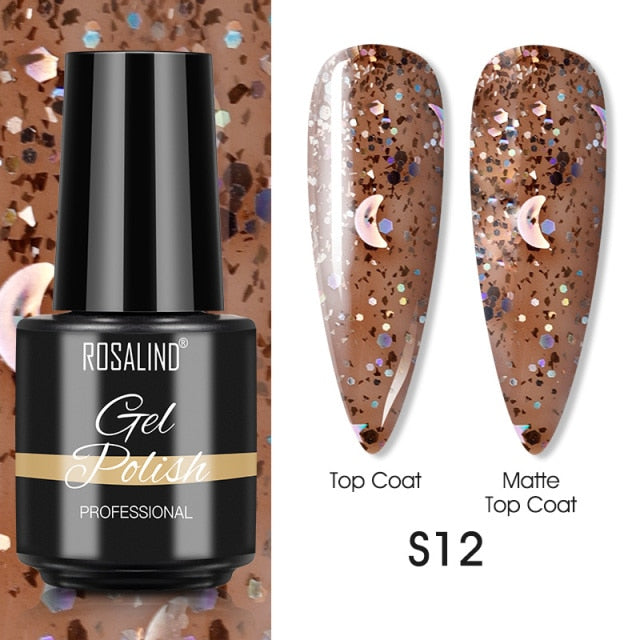 ROSALIND Varnishes Hybrid UV Gel Polish Needed Matte Top Coat All For Nail Art Design Manicure Need UV LED Lamp Semi Permanent