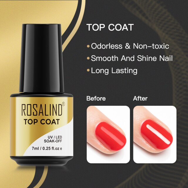 ROSALIND Varnishes Hybrid UV Gel Polish Needed Matte Top Coat All For Nail Art Design Manicure Need UV LED Lamp Semi Permanent