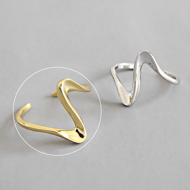 XIYANIKE 925 Sterling Silver Gold Open Rings for Women Hollow Irregular Geometric Birthday Party Jewelry Gifts Accessories