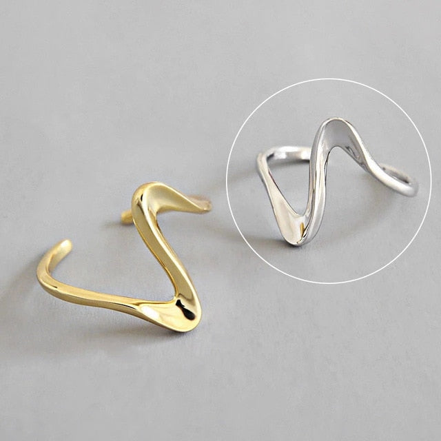 XIYANIKE 925 Sterling Silver Gold Open Rings for Women Hollow Irregular Geometric Birthday Party Jewelry Gifts Accessories