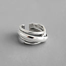 XIYANIKE 925 Sterling Silver Gold Open Rings for Women Hollow Irregular Geometric Birthday Party Jewelry Gifts Accessories