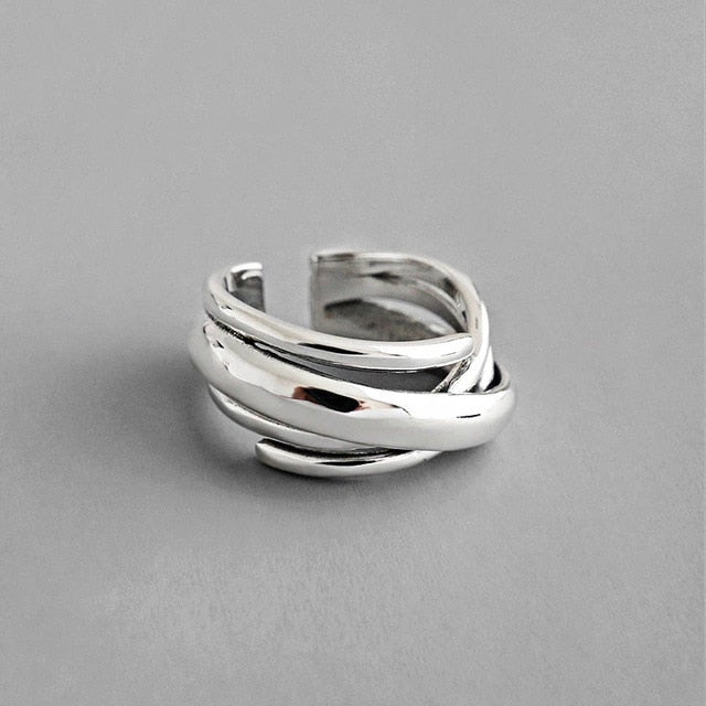 XIYANIKE 925 Sterling Silver Gold Open Rings for Women Hollow Irregular Geometric Birthday Party Jewelry Gifts Accessories