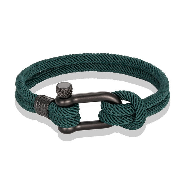 MKENDN Men U shape Survival Bracelet Outdoor Camping Rescue Emergency Rope Bracelet For Women Black Stainless Steel Sport Buckle