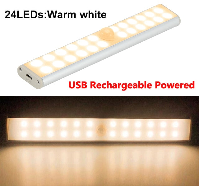 LED Motion Sensor Closet Light 6 10 24 40 60 LEDs Under Cabinet Light Magnetic Night Lamp For Kitchen Stairs Wardrobe Cupboard