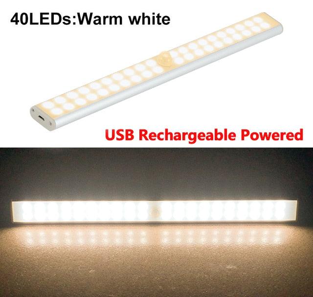 LED Motion Sensor Closet Light 6 10 24 40 60 LEDs Under Cabinet Light Magnetic Night Lamp For Kitchen Stairs Wardrobe Cupboard