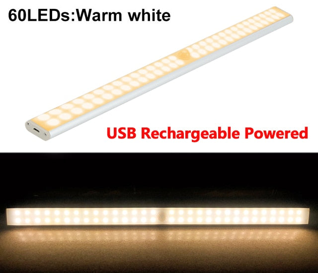 LED Motion Sensor Closet Light 6 10 24 40 60 LEDs Under Cabinet Light Magnetic Night Lamp For Kitchen Stairs Wardrobe Cupboard