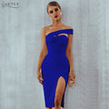 Adyce White Blue Bodycon Bandage Dress Women 2021 Summer Sexy Elegant Black One Shoulder Strapless Celebrity Runway Party Dress
