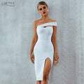 Adyce White Blue Bodycon Bandage Dress Women 2021 Summer Sexy Elegant Black One Shoulder Strapless Celebrity Runway Party Dress