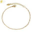CSJA Luxury Stainless Steel Bracelets for Woman Golden Color Link Chain Beads Ladies Bracelet Femme 2021 Jewelry Pulseira S570