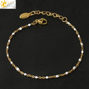 CSJA Luxury Stainless Steel Bracelets for Woman Golden Color Link Chain Beads Ladies Bracelet Femme 2021 Jewelry Pulseira S570