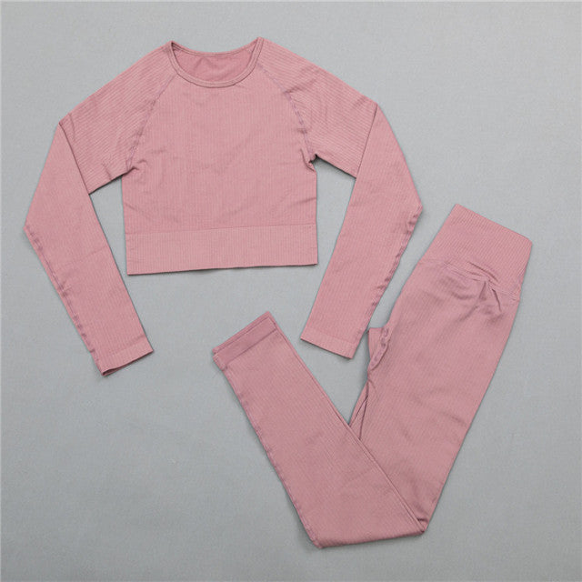 2/3Pcs Sports Yoga Set Women Tracksuit Athletic High Waist Seamless Leggings Outfit Workout Sportswear Gyms Crop Top Sports Bra