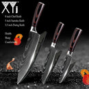 Japanese Stainless Steel Kitchen Knives Laser Damascus Pattern Chef Santoku Cleaver Slicing Utility  Gyuto Boning Knives Tool