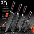 Japanese Stainless Steel Kitchen Knives Laser Damascus Pattern Chef Santoku Cleaver Slicing Utility  Gyuto Boning Knives Tool