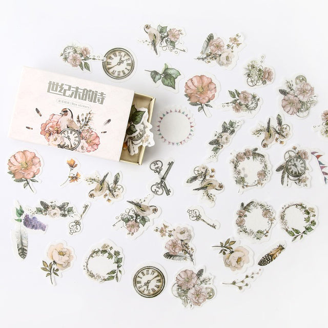 Mohamm Kawaii Retro Time Series Cute Sticker Custom Stickers Diary Stationary Flakes Scrapbook DIY Decorative Stickers
