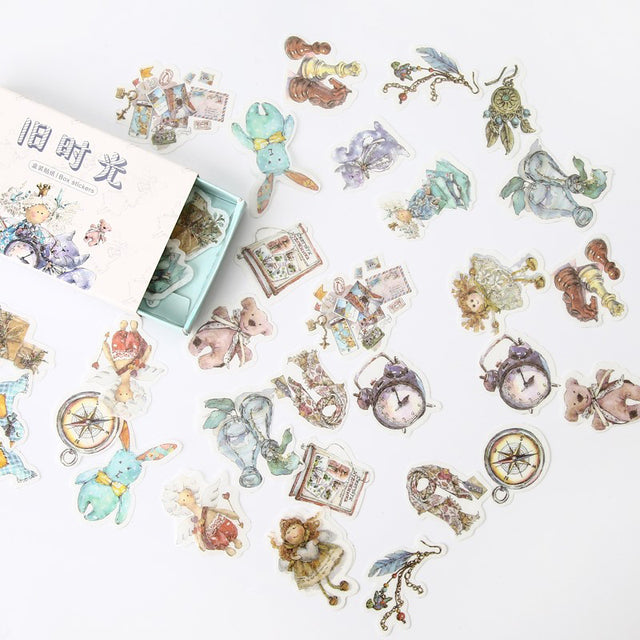 Mohamm Kawaii Retro Time Series Cute Sticker Custom Stickers Diary Stationary Flakes Scrapbook DIY Decorative Stickers