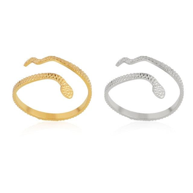 Snake Ring Stainless Steel Rings For Women Statement Ring Women's Rings Punk Open Finger Gold Color Geometry Ring Rings Jewelry