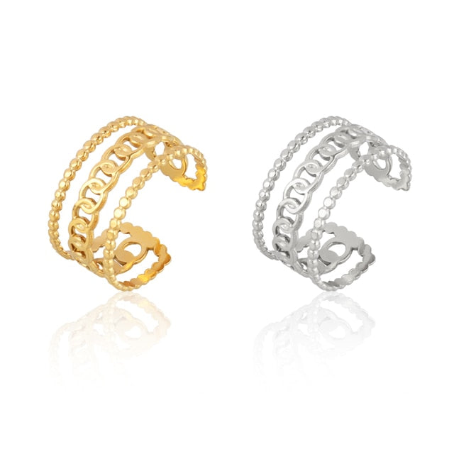 Snake Ring Stainless Steel Rings For Women Statement Ring Women's Rings Punk Open Finger Gold Color Geometry Ring Rings Jewelry